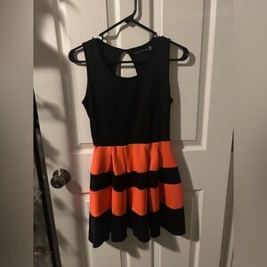 Crystal Doll Black and Pink/Salmon Mini Dress